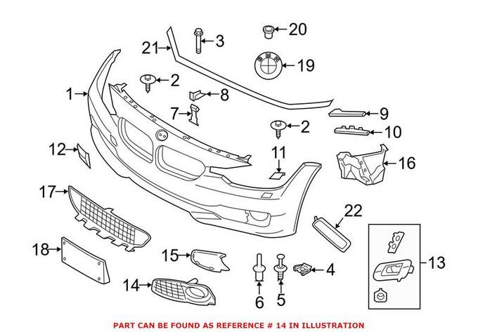 BMW Fog Light Trim = Front Passenger Side 51118054508